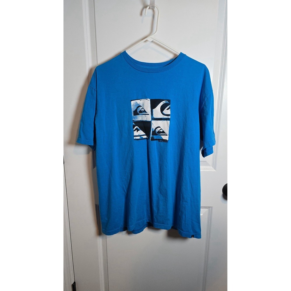 Quiksilver Mens Slim Fit Graphic T-Shirt Blue Cotton XL Short Sleeve Logo Tee